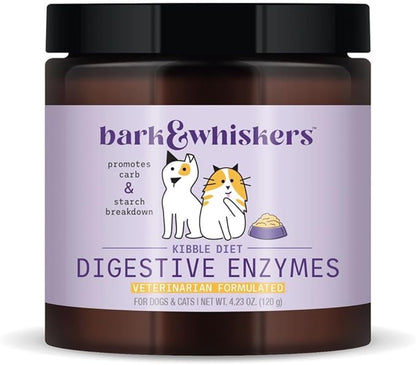 Dr. Mercola Bark & Whiskers Digestive Enzymes – Veterinarian Formulated – for Dogs & Cats – Non-GMO – 150 Scoops – Supports Kibble Digestion