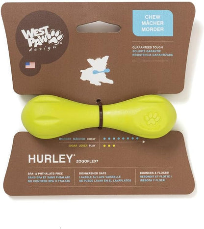 West Paw Zogoflex Hurley Dog Bone Chew Toy – Floatable Pet Toys for Aggressive Chewers, Catch, Fetch – Bright-Colored Bones for Dogs – Recyclable, Dishwasher-Safe, Non-Toxic, X-Small, Granny Smith
