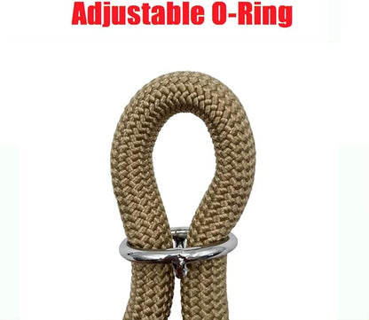 Braided Round Martingale Dog Collar, Training Collar with Slidable Stop Ring - Ideal for Large Dogs (XL(1/2") - 26" Long, Khaki)