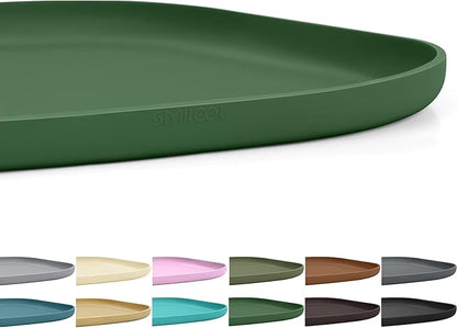 SMILOOL Small Silicone Pet Food Mat with Raised Edge for Food and Water Bowl, Square Dog Feeding Mats, Cat Food Trays for Floor Waterproof, Rubber Tray for Dogs and Cats, 12 x 12 x 0.7 Dark Olive