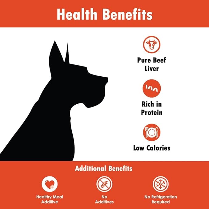 Freeze Dried Premium Training Treats for Dogs - Low Calorie - All Natural - Pure Beef Liver - No Additives or Preservatives - Made in The USA - 19.5-oz