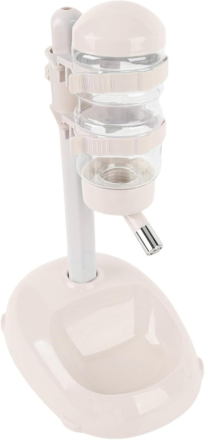 Zopsc Pet Adjustable Height Standing Water Dispenser for Puppies, Smart Feeder for Dogs and Cats, Easy to Clean Bowl for Healthy Pets (Creamy White)