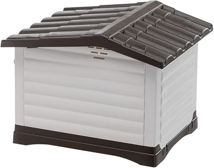 Ferplast Outdoor Kennel, Dog House DOGVILLA 60 in Resistant Thermoplastic Resin, Opening Side Panel, Gray, 87252799, Small