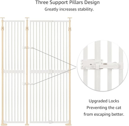 unipaws 75" High Extra Tall Cat Gate, Auto Closing and No Drilling Safety Gate for Doorway Hallway Stairs, Cat Dog Proof, Fit for 35"-51" Wide Opening, Indoor Use, White