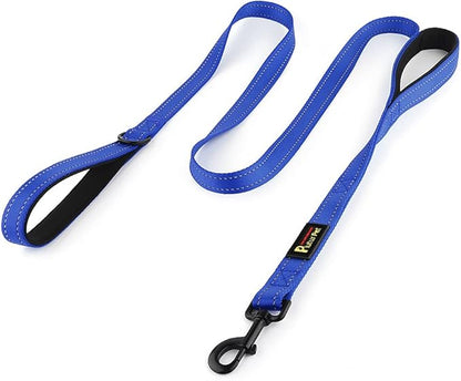 Plutus Pet Double Handle Dog Leash 5ft, Heavy Duty, Reflective Dual Handle Dog Leash for Safety Training, for Medium Large Dogs,2 Handle Leads(Navy Blue)