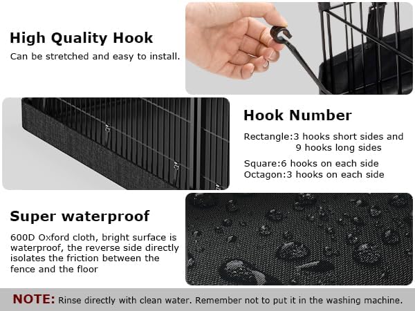 PJYuCien Dog Playpen Bottom Pad - Stabilize the Dog Play Pen, Easy to Clean and Waterproof, Fits Most 8 Panels 32 Inch Width Metal Dog Fence Square 64”x64 Dog Playpen(Only Bottom Pad, No Playpen)