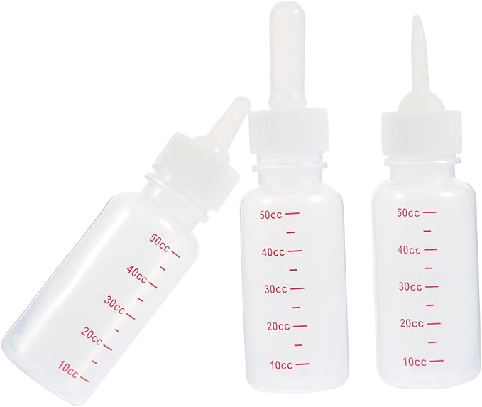 3Pcs Portable Small Pet Nursing Bottles with Scale Feeding Design for Puppies Kittens and Newborn Small Animals Lightweight and Compact Milk Feeders with Pointed Nipples