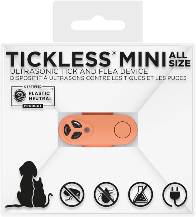 TICKLESS Mini Chemical Free, Ultrasonic, Natural Flea & Tick Bite Prevention - Hot Peach