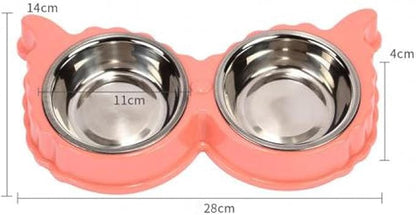 Pets Feeder Bowl Dog Dishes Stainless Steel Pet Dog Cat Puppy Feeding Feeder Double Bowl Water Food Holder Dog Feeders for Feeding Blue