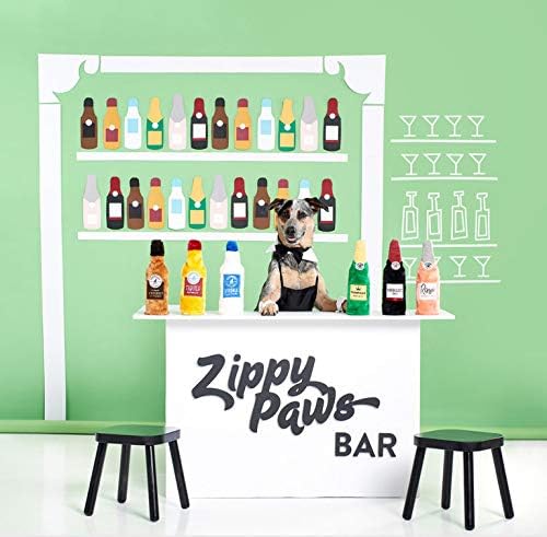 ZippyPaws Happy Hour Crusherz - Interactive Dog Toys to Keep Them Busy, Squeaky Plush Pet Toy for All Breeds, for Small, Medium, & Large Dogs, Drink Themed Crinkle Water Bottle Toy - Rosé