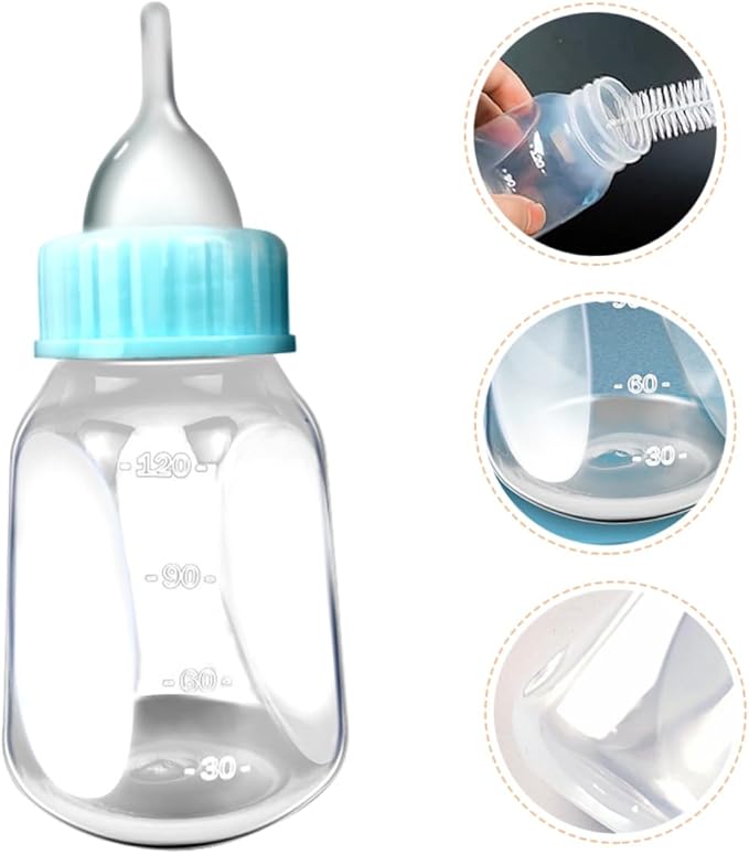 2pcs Pet Feeder Kit Kitten Nursing Bottles Silicone Cat Milk Bottle for Newborn Animals Container