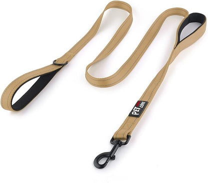 Plutus Pet Double Handle Dog Leash 5ft, Heavy Duty, Reflective Dual Handle Dog Leash for Safety Training, for Medium Large Dogs,2 Handle Leads(Brown)