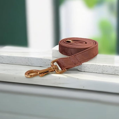 Love Dream Velvet Dog Collar and Leash Set, Soft & Comfy Adjustable Dog Leash and Collar with Heavy Duty Metal Buckle for Small Medium Large Dogs Training & Walking (XLarge, Dark Pink)