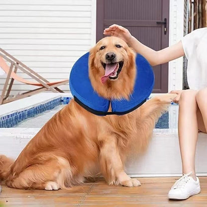 Inflatable Dog Cone Collar Soft Dog Recovery Collar Adjustable Pet Neck Protector After Surgery to Prevent Biting Licking
