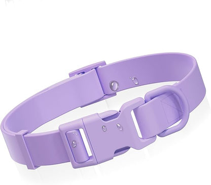 Waterproof Dog Collar, Rubber Adjustable Collars with Quick Release Buckle, Odor-Resistant, Easy to Clean Pet Collars for Small Medium or Large Dogs (Purple, M 11.8-18.5 inch)