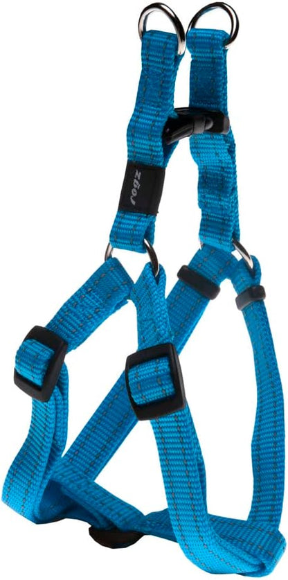 Reflective Adjustable Dog Step in Harness for Medium Dogs; matching collar and leash available, Turquoise