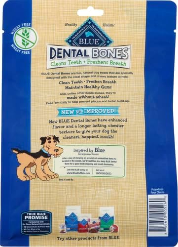Blue Buffalo Dental Bones Mini Natural Dental Chew Dog Treats Bag,12oz. Bag,(Pack of 2)