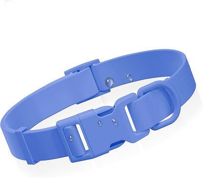 Waterproof Dog Collar, Rubber Adjustable Collars with Quick Release Buckle, Odor-Resistant, Easy to Clean Pet Collars for Small Medium or Large Dogs (Blue, S 9.5-14.1 inch)