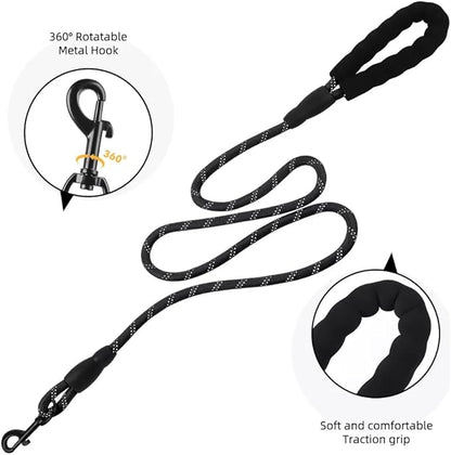Dog Harness No Pull Adjustable Reflective,for Medium and Large Small Dog with Leash 59.06in (Black, XS)