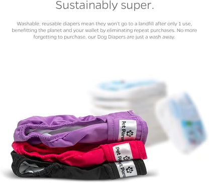 Pet Parents® Washable Dog Diapers (3pack) + Extendrs® of Durable Doggie Diapers, Premium Dog Diapers Female (X-Large, Princess)