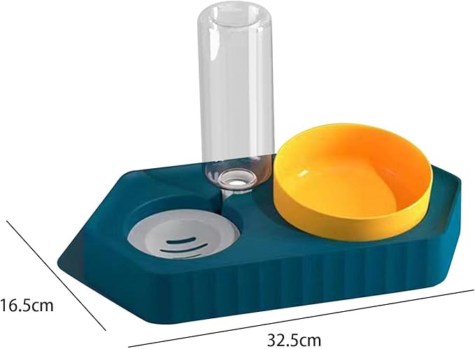Dog Bowls Drinking Pet Feeding Station Detachable Non Slip Pet Feeder and Waterer for Cats Dogs Small Medium Large Pets Supplies, Double Blue