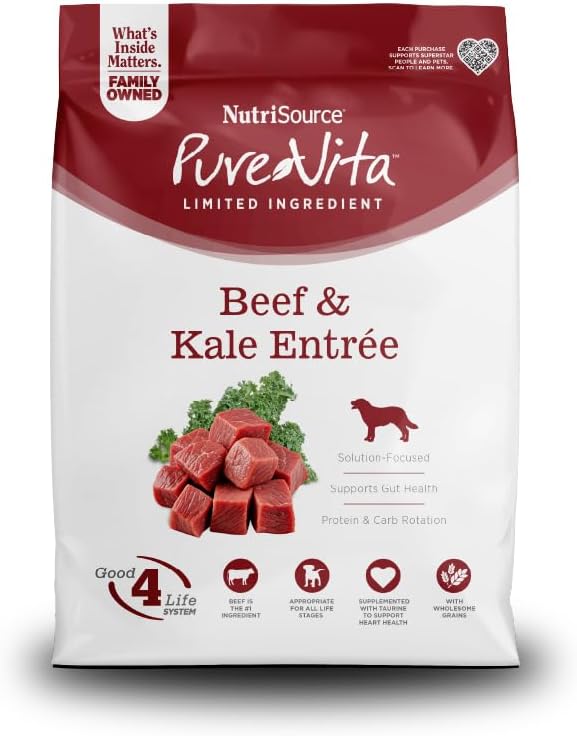 NutriSource Pure Vita Beef & Kale Dog Food, 4LB
