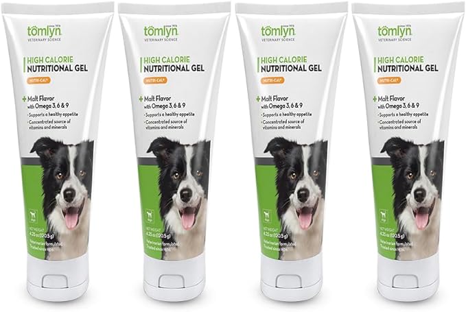 Tomlyn Nutri-Cal Malt-Flavored High-Calorie Nutritional Gel for Dogs, Helps Support a Healthy Appetite for Dogs Providing Calories, Vitamins, and Minerals in a Tasty Dog Supplement, 4.25oz-4 Pack