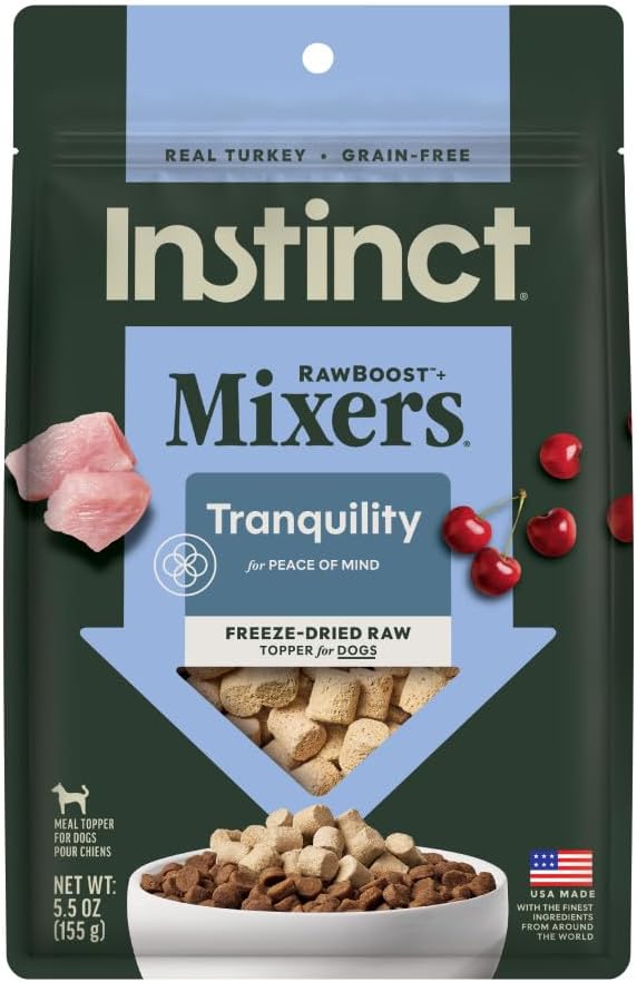 Instinct RawBoost Functional Mixers, Freeze Dried Dog Food Topper, Grain-Free, Real Turkey - Tranquility, 5.5 oz. Bag