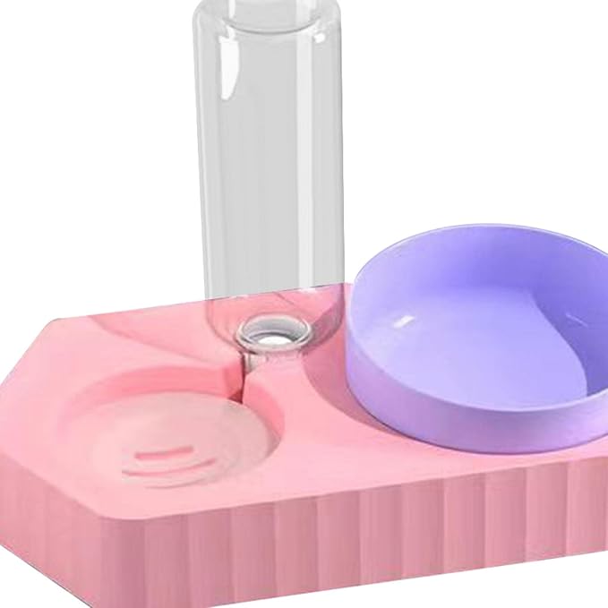 Dog Bowls Drinking Food Container Wet and Dry Food Bowls Set Pet Feeding Station Automatic Pet Feeder for Cats Dogs Supplies, Double Pink