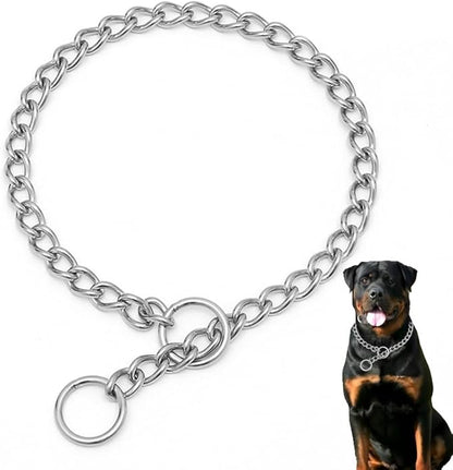 Slip P Choke Chain Collar for Medium Dogs, Stainless Steel Training Collar Link Martingale Collars Puppy Chains for XXS XS Small Medium Large Breed Dog, Silver,S