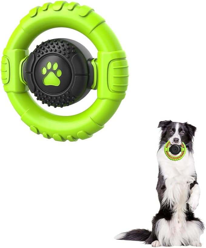 Dog Toys for Aggressive Chewers Large Medium Breed, Indestructible Squeaky Dog Chew Toys, Tough Nylon Rubber Interactive Dog Toys to Keep Them Busy