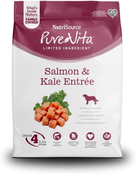 NutriSource Pure Vita Salmon & Kale Dog Food, 4LB
