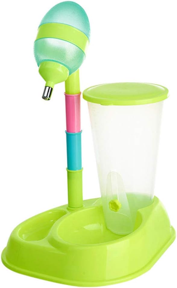 Pets Feeder Bowl Dog Dishes with A Cup Pet Automatic Feeder Pet Drinker Waterer Adjustable Detachable Dog Automatic Drinkers Green