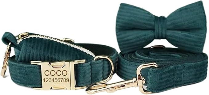 Dog Leash, 5Pcs Corduroy Dog Harness Collar Leash Set with Poop Bags,Hands Free(5PCS set16,Small)