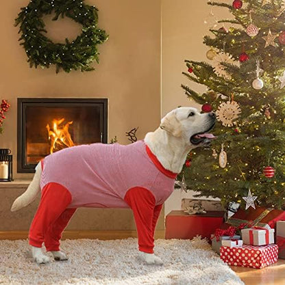 Yeapeeto Dog Onesie Surgery Recovery Suit for Large Medium Bodysuit Dogs Pajamas PJS Full Body for Shedding, Prevent Licking, Wound Protection, Cone Alternative (2XL, Red)
