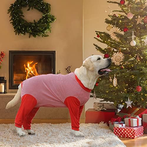 Yeapeeto Dog Onesie Surgery Recovery Suit for Large Medium Bodysuit Dogs Pajamas PJS Full Body for Shedding, Prevent Licking, Wound Protection, Cone Alternative (6XL, Red)