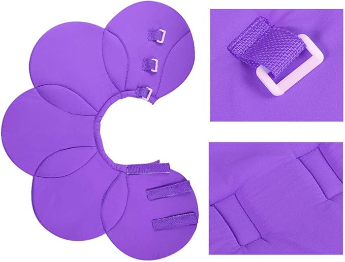 POPETPOP Soft Cat Cone Collar, Cute Flower Recovery Collar After Surgery, Adjustable Anti-Bite Lick Elizabethan Cone for Small Dogs Cats Kittens Pets All-Season Style - Purple, XL