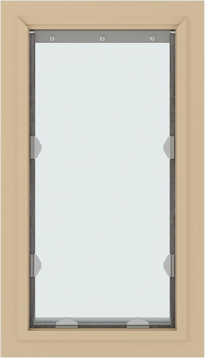 Liberty Pet Door for Doors | Clear Vinyl Dog & Cat Flap for Interior & Exterior Doors | Durable Rust-Free Aluminum Frame | Tan, XL, Single Flap