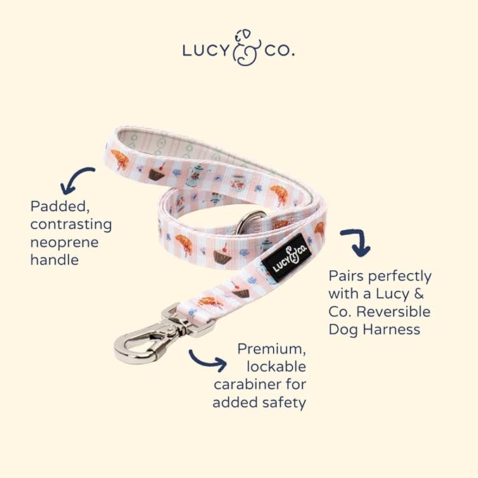 Lucy & Co. Sipping Slowly Dog Leash, Durable Matching Dog Lead with Heavy Duty Hardware, Large