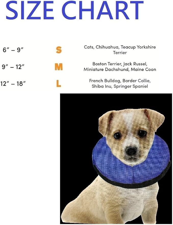 Comfortable & Adjustable Inflatable Pet Collar - Alternative to Cone Shaped Collars - Great for Post-Surgery or Injury Recovery - Durable & Non-Toxic Material -Safe and Protective - - (Small 6-9 in.)