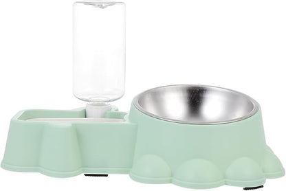 Milisten Multifunctional Stainless Steel Dog Food Bowl and Automatic Water Dispenser Green Pet Feeding Container Sturdy Wear-Resistant for Home Use