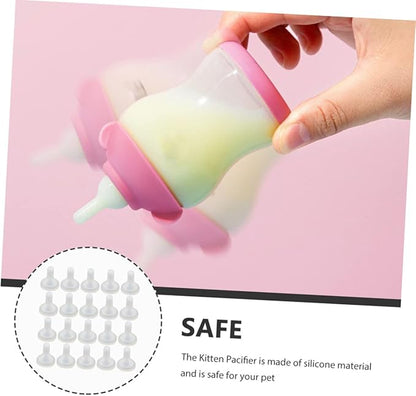 HANABASS 20pcs Pet Feeding Supplies Puppy Kitten Pacifiers and Milk Bottle Nipples for Hand-Feeding Small Animals Easy to Clean and Install