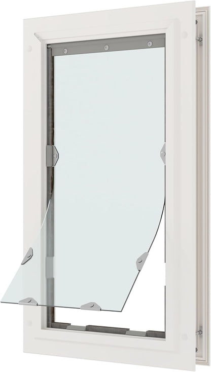 Liberty Pet Door for Doors | Clear Vinyl Dog & Cat Flap for Interior & Exterior Doors | Durable Rust-Free Aluminum Frame | White, XL, Single Flap