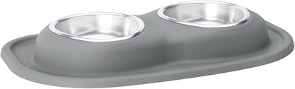 WeatherTech Double Low Pet Feeding System - Compact and Portable Dog/Cat Food and Water Station - 16 oz (2 Cups) Dark Grey (DL1602DG)