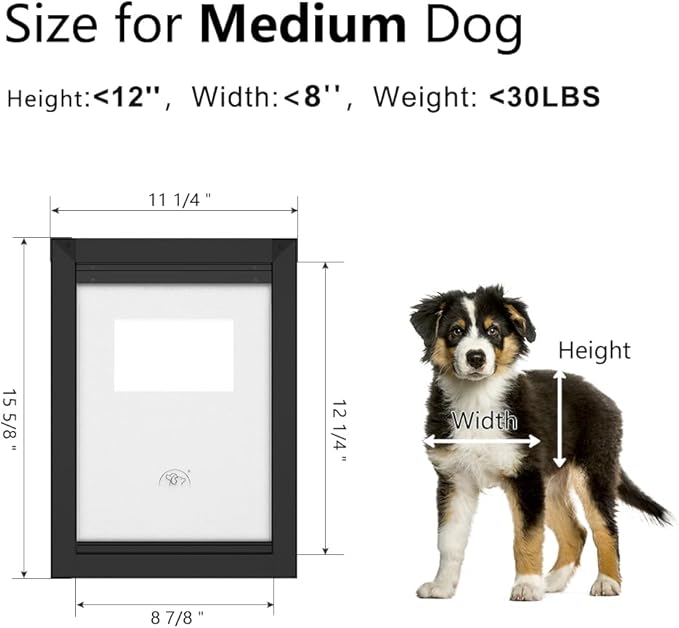 [MAVRICPOWER] Aluminum Medium Dog Door for Door, Doggie Door with 2 Sliding Lock Panels for Exterme Weahter, Pet Door for Small Dogs Up to 30 lbs