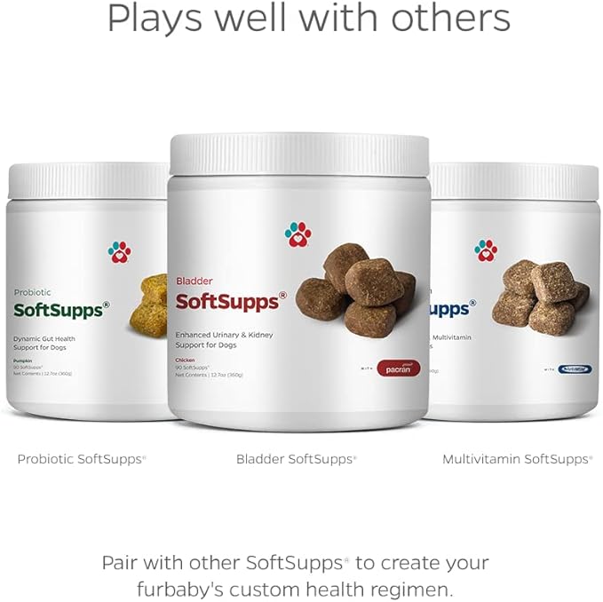 Pet Parents® Bladder SoftSupps® Cranberry Supplement for Dogs with Pacran®, D-Mannose and Pumpkin Seed Extract, Urinary Tract Health and Bladder Control Support, Kidney Support Soft Chews, 90 Ct