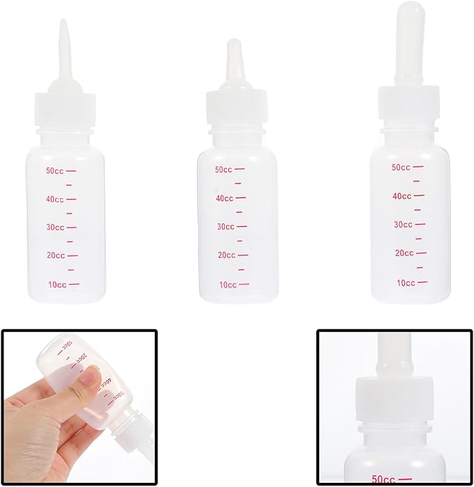 Luxshiny 3Pcs Small Portable Pet Nurser Bottles Scale Milk Feeding Bottles with Elastic Nipples for Kittens Puppies Newborn Animals Safe Odorless Material