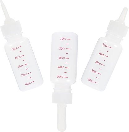 POPETPOP 3Pcs Portable PET Nursing Bottles Plastic Scale Milk Bottle Set for Small Animals for Kittens Puppies and Rabbits Replacement Nipples