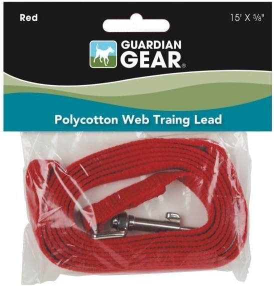 Guardian Gear Cotton Web Dog Training Lead 15'x5/8", Red