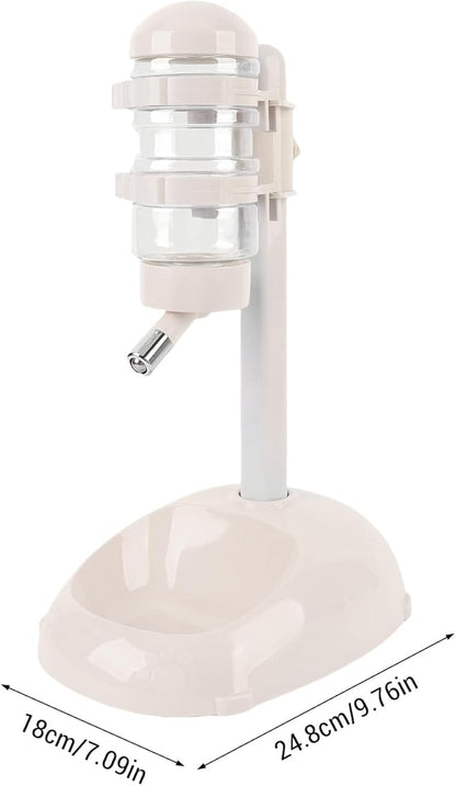 Pet Standing Water Dispenser, Height Adjustable Automatic Water Feeder Food Feeder Bowl, 500ml Dog Water Bottle Dispenser, Dog Cat Feeding Water Bowl Set (Beige)